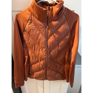 Athleta Quilted Puffer Jacket Orange Long Sleeve‎ Full Zip Women's Size M